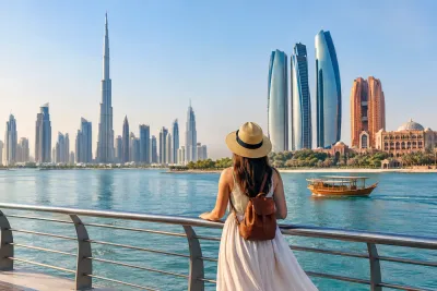 Dubai and Abu Dhabi skylines across the water