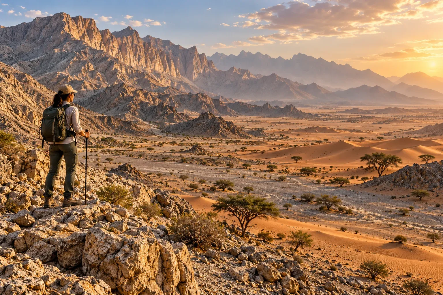 desert behind jebel jais — mountain-desert transition — AI illustration