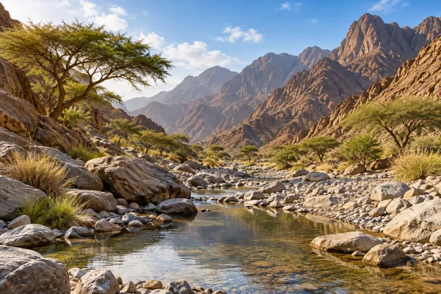 wadi saqamqam — barely any hikers — AI illustration