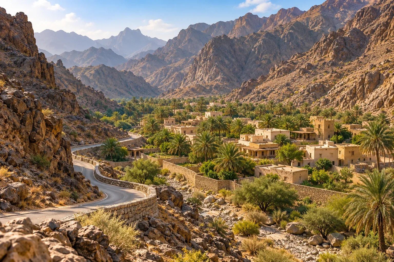 nahwa exclave village — surrounded by oman — AI illustration