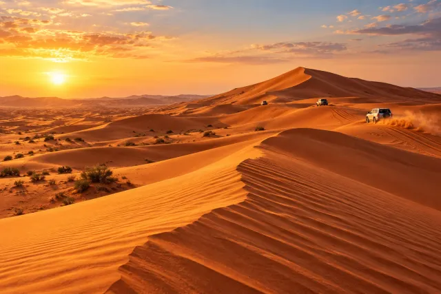 al badayer sand dunes — sharjah's big red — AI illustration