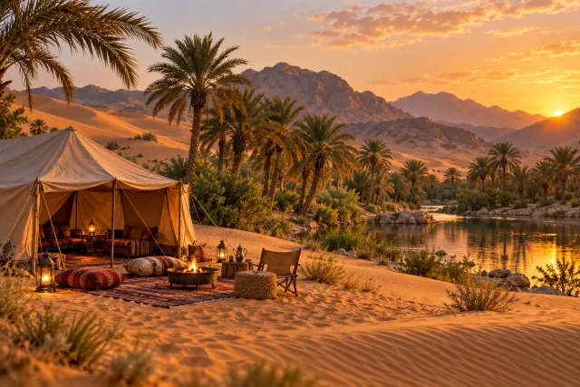 falaj al mualla desert — great for beginner camping — AI illustration