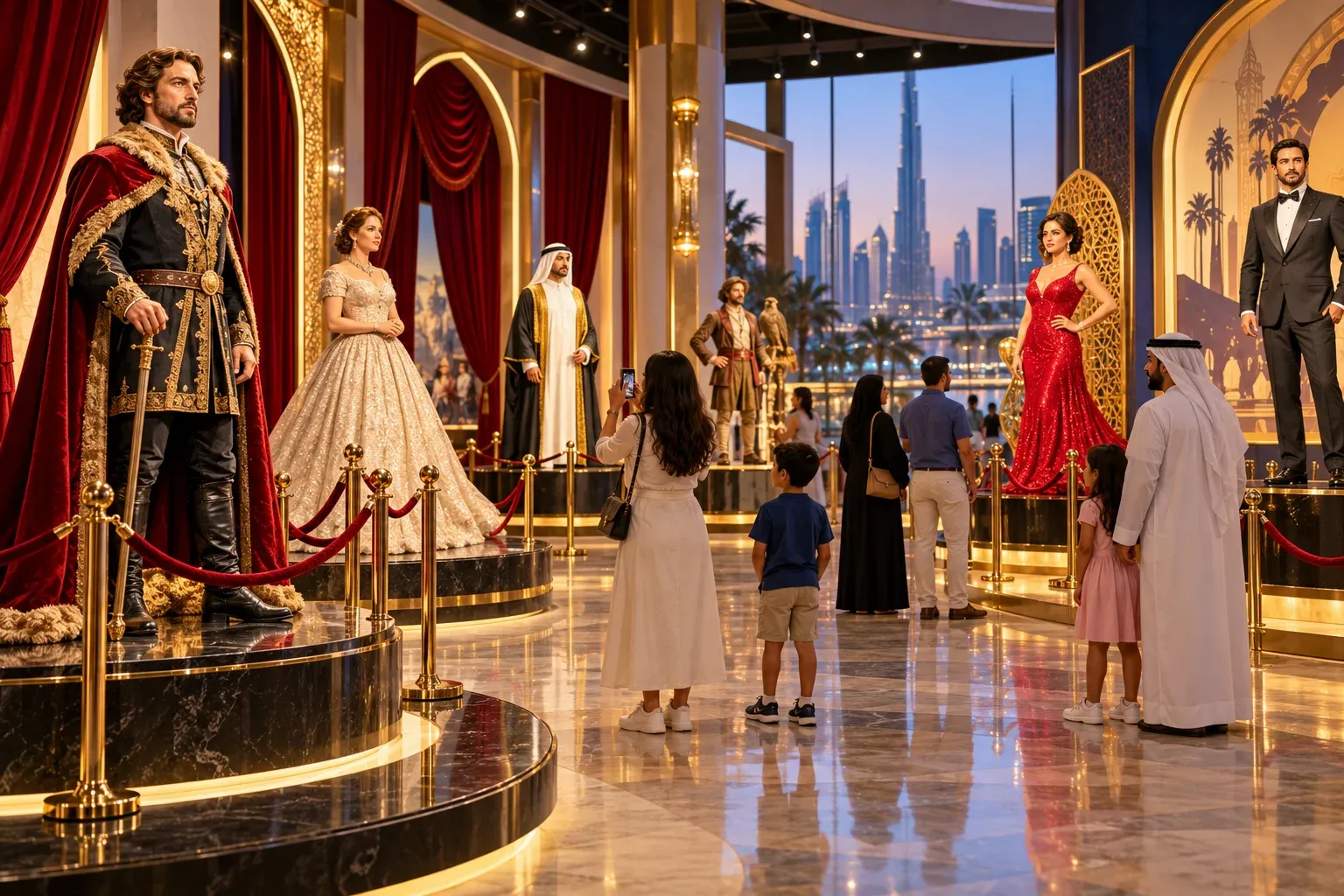 Wax figures displayed in a museum gallery ? AI illustration