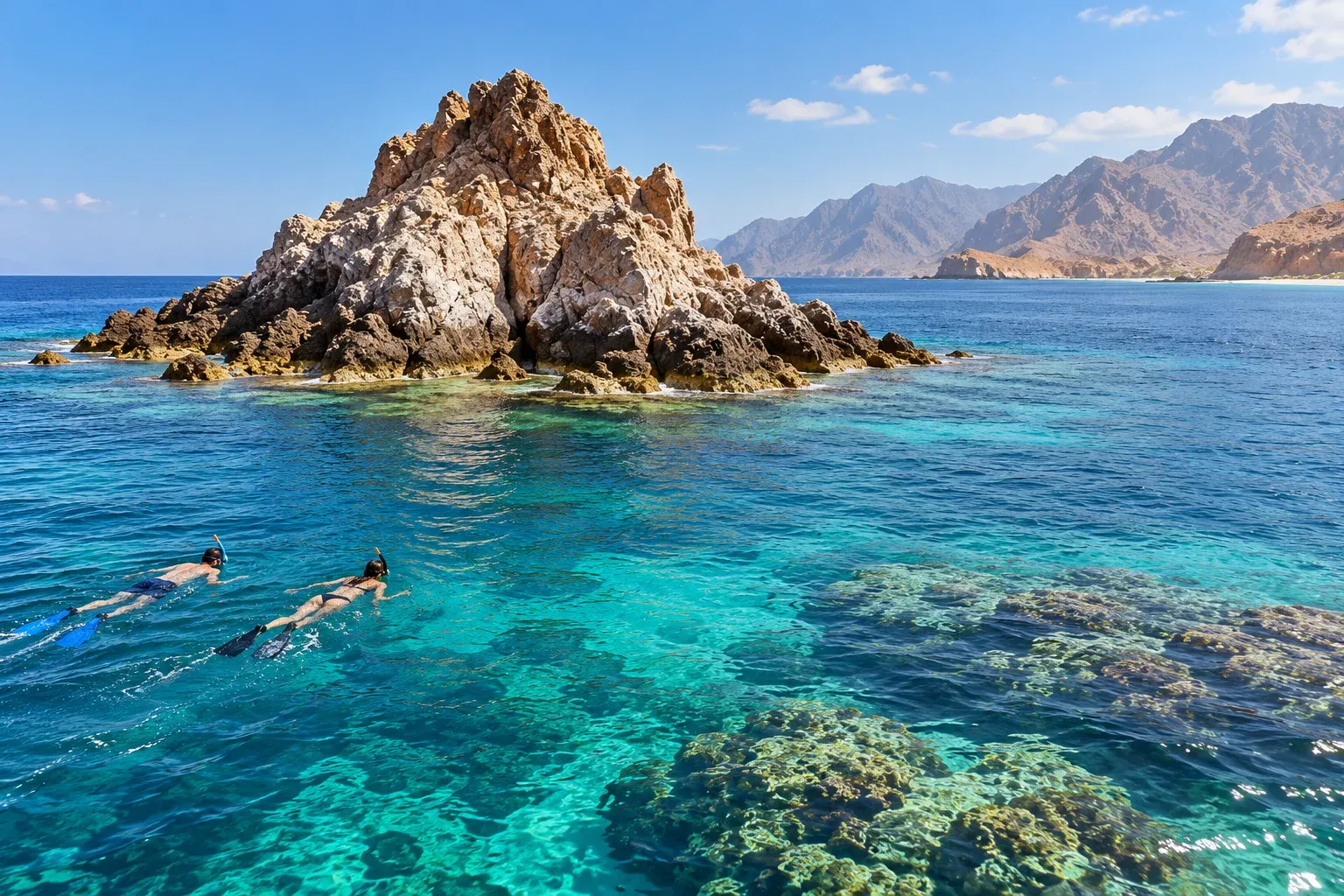 dibba rock beach — snorkeling paradise — AI illustration