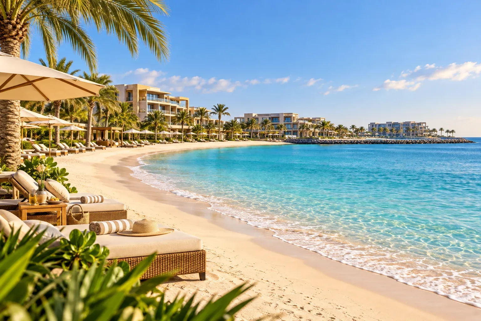 al marjan island beach — AI illustration