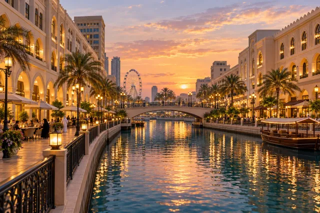 al qasba canal walk — AI illustration