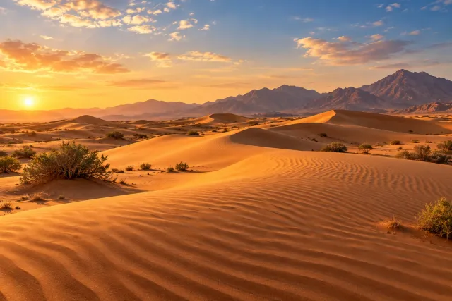 rak inland dunes — completely empty — AI illustration