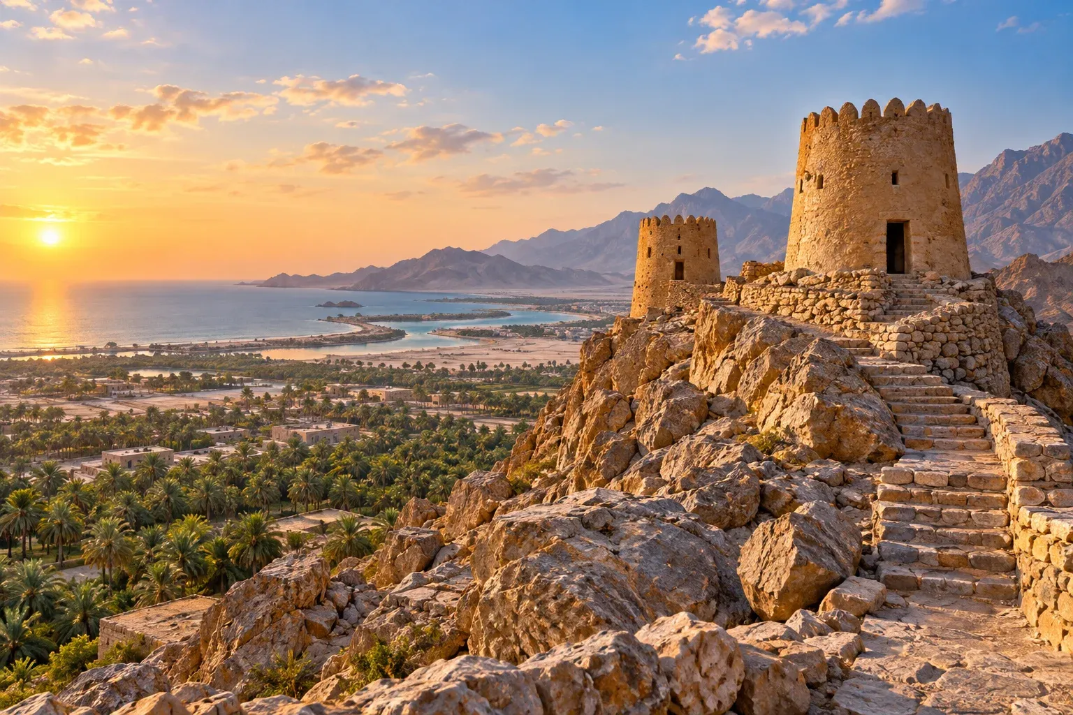 dhayah fort hilltop views — AI illustration