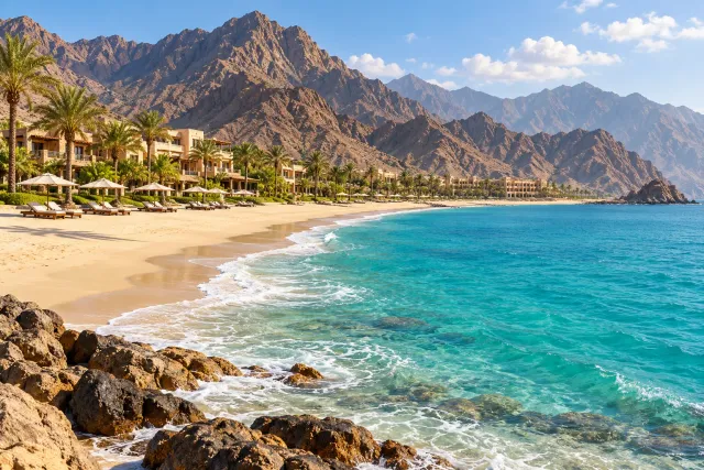 al aqah beach — east coast gem — AI illustration