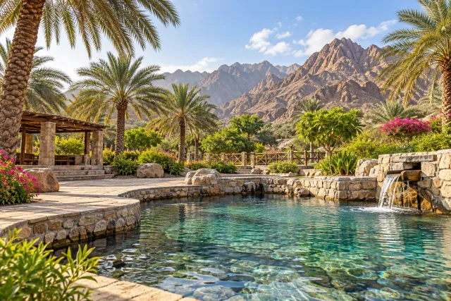 ain al madhab hot springs — AI illustration