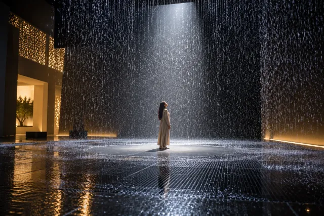 rain room (sharjah art foundation) — AI illustration